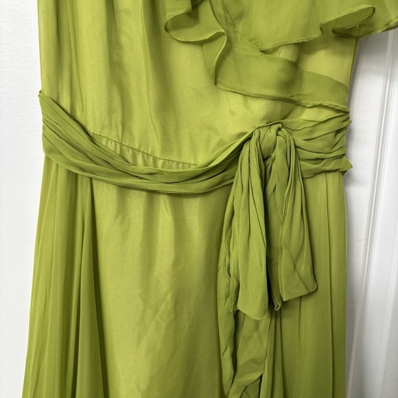 Vintage Green Ruffled Flowy Long Maxi Dress Flutter Fleece Sheer Chiffon Prom - Picture 10 of 15